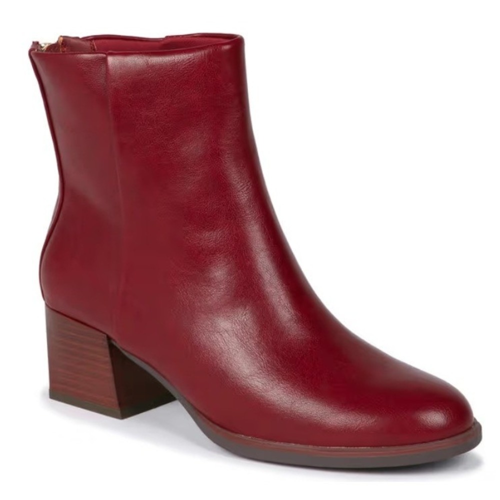 Baretraps Emilie Faux Leather‎ Block Heel Ankle Booties Mahogany Brown 7.5